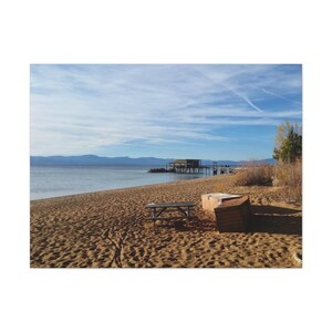Beautiful Lake Tahoe Canvas Gallery Wraps, Nature Landscape Photography, Boat Dock, Home Wall Living Room Office Decor
