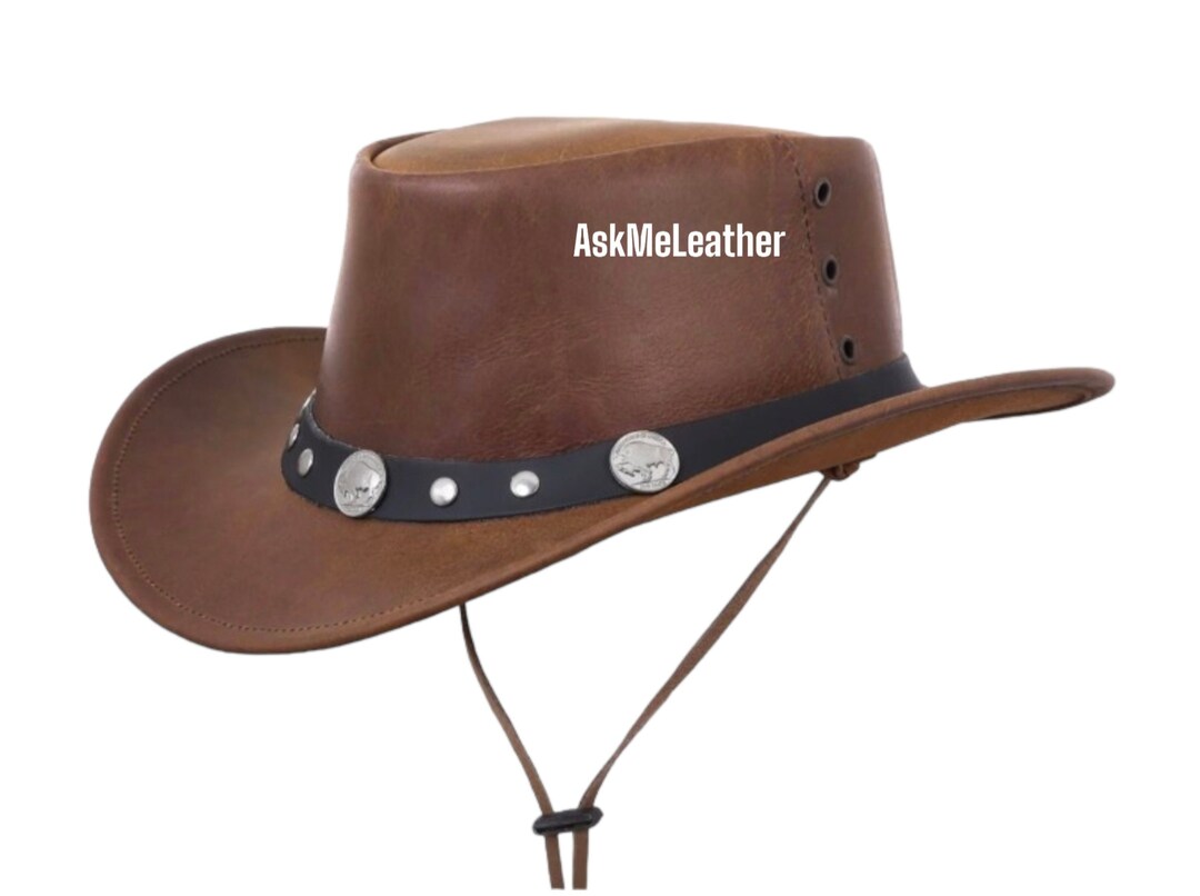Leather Cowboy Hat Australian Cowboy Hat Handmade Real Leather Cowboy