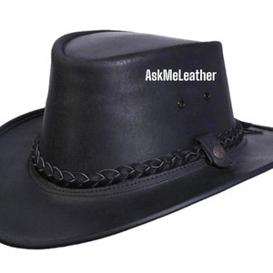 Leren cowboyhoed Australische cowboyhoed handgemaakte echte leren cowboyhoed bruine cowboyhoed nieuw met tags Cadeau voor hem