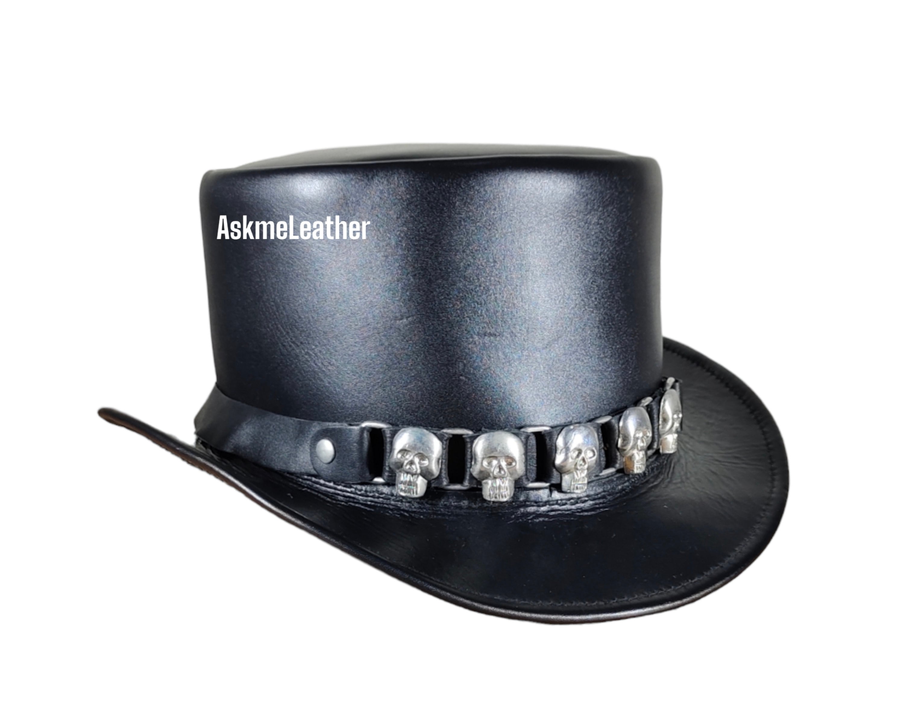 Black Leather Skull Hats main image 1