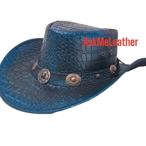 Leren cowboyhoed Australische cowboyhoed handgemaakte echte leren cowboyhoed krokodil cowboyhoed nieuw met tags Cadeau voor hem