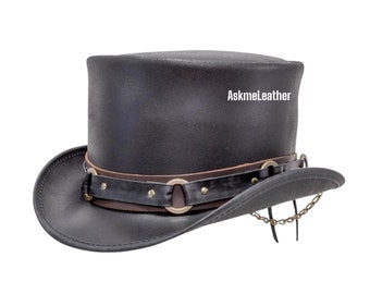 Handgemachte Rindsleder Top Hat - SR2 Band Style