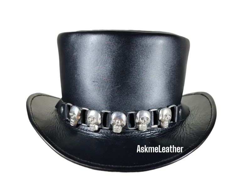 Black Leather Skull Hats