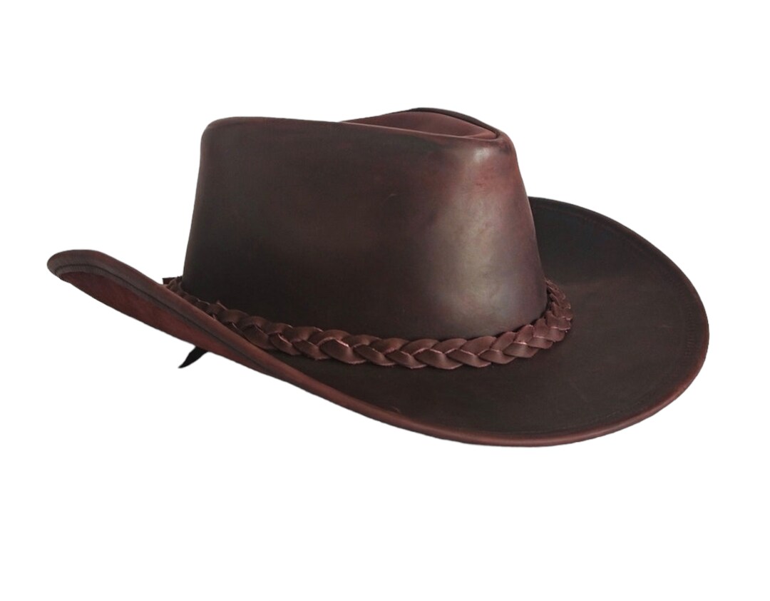 Leather Cowboy Hat Australian Cowboy Hat Handmade Real Leather Cowboy ...