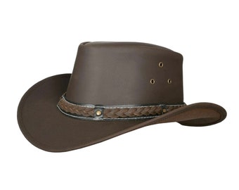Cappello da cowboy australiano in pelle fatto a mano - Marrone