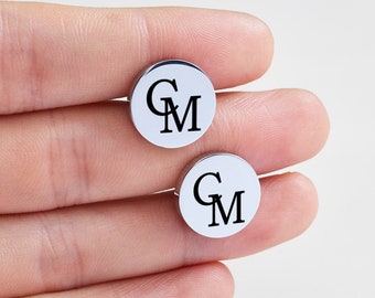 Custom Cufflinks,Personalized Mens Cufflinks,Monogrammed Cufflinks With Initials, Groomsman Gift,Groomsmen Proposal,Wedding Gift For Him/Dad