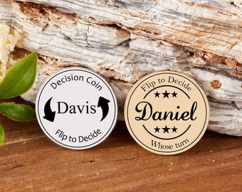 Personalized Decision Coin - Custom Engraved Brass Coin - Couples Flip Coin -Anniversary Day Gift for Her/Him - Boyfriend Gift-Decision Coin