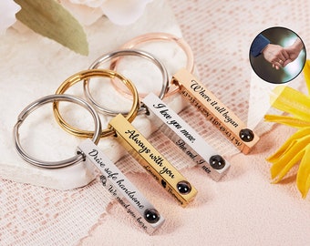 Personalized Projection Photo Keychain,Custom Bar Photo Keychain,Bar Photo Projection Keychain Gift For Her/Him,Husband Anniversary Gift