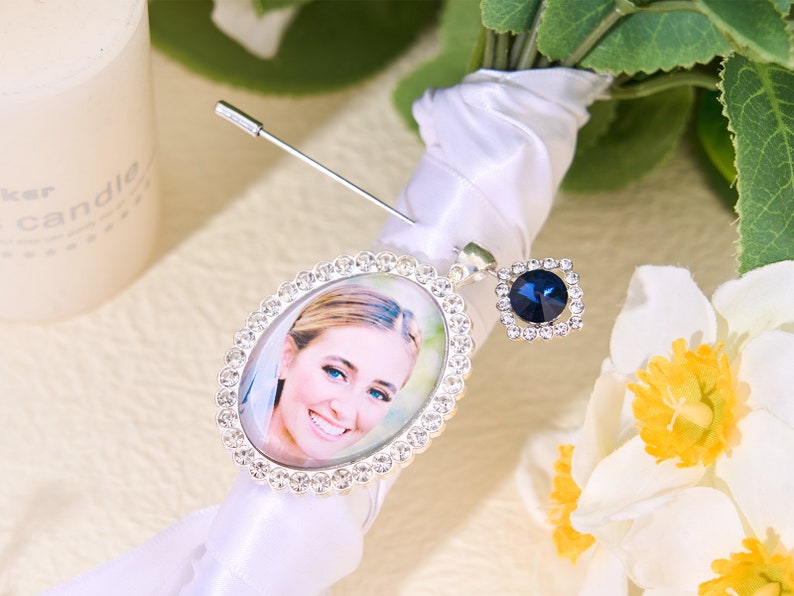 Memorial Bouquet Photo Charm-Personalized Wedding Charms With Family Picture-Groom Gift For Her-DIY Photo Bouquet For Her-Wedding Memory zdjęcie 3