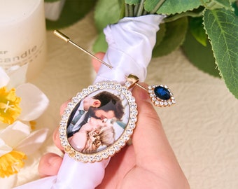 Memorial Bouquet Photo Charm-Personalized Wedding Charms With Family Picture-Groom Gift For Her-DIY Photo Bouquet For Her-Wedding Memory