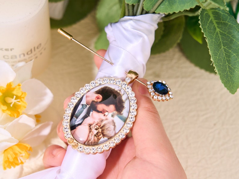 Something Blue-Personalized Wedding Photo Charms-Custom Bouquet Photo Charm-Wedding Bouquet Photo Charm-Wedding Photo Charms Gift For Her zdjęcie 4