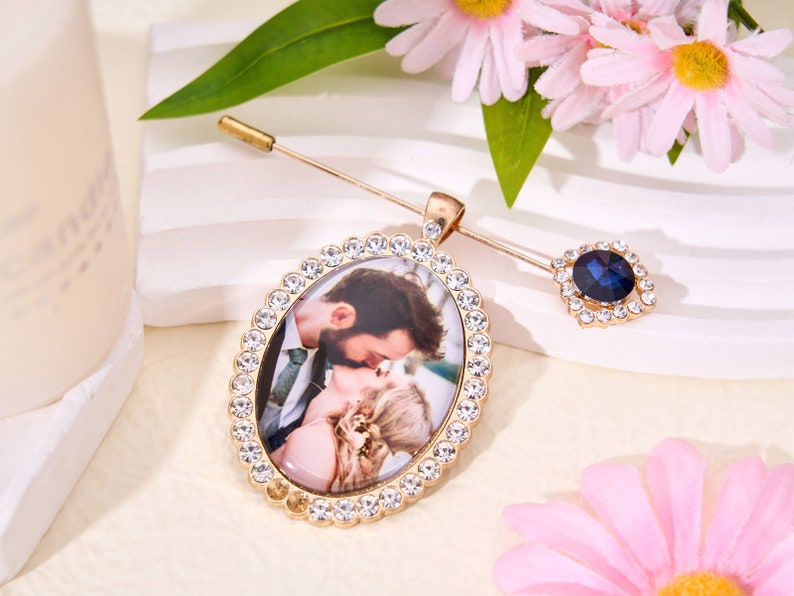 Etwas Blau-Personalisierte Hochzeit Foto Charms-Benutzerdefinierte Blumenstrauß Foto Charm-Hochzeit Blumenstrauß Foto Charm-Hochzeit Foto Charms Geschenk für sie Bild 1