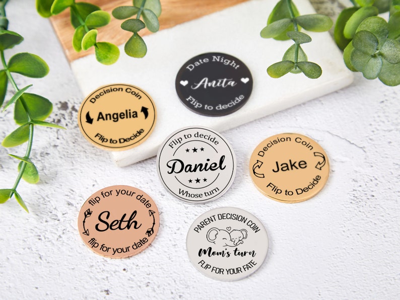 Personalized Decision Coin, Custom Decision Coin, Couple Decision Coin, Gift for New Mom, Gifts For Her, Anniversary Gifts, Gift For Couples image 5