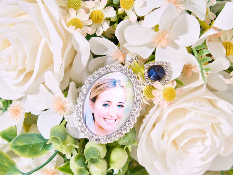 Memorial Bouquet Photo Charm-Personalized Wedding Charms With Family Picture-Groom Gift For Her-DIY Photo Bouquet For Her-Wedding Memory zdjęcie 2