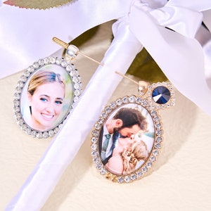 Memorial Bouquet Photo Charm-Personalized Wedding Charms With Family Picture-Groom Gift For Her-DIY Photo Bouquet For Her-Wedding Memory zdjęcie 4