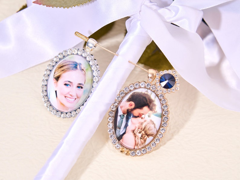 Etwas Blau-Personalisierte Hochzeit Foto Charms-Benutzerdefinierte Blumenstrauß Foto Charm-Hochzeit Blumenstrauß Foto Charm-Hochzeit Foto Charms Geschenk für sie Bild 5