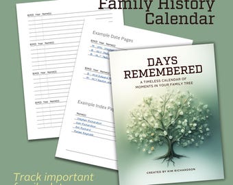 Druckbarer Kalender zur Familiengeschichte | Perpetual Genealogy Tagebuch | Stammbaum Datum Tracker