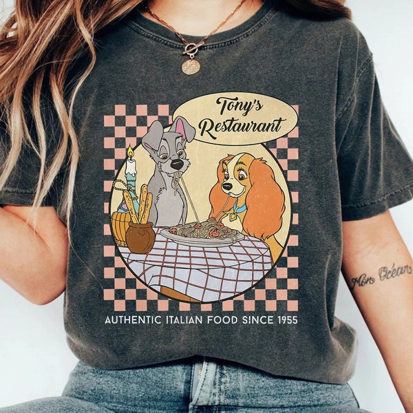 Retro Lady And The Tramp Comfort Colors® Shirt, Disney Dogs Couple Shirt, Disney Dog Romantic Shirt, Disney Comfort Color Bella Canvas Shirt