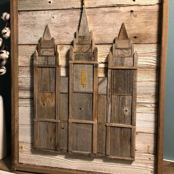 Reclaimed Barnwood Framed Art - LDS Temple