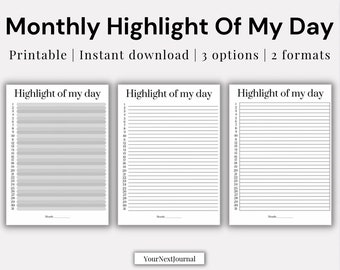 Highlight of My Day Printable: Gratitude Log, Bujo Tracker (PDF)