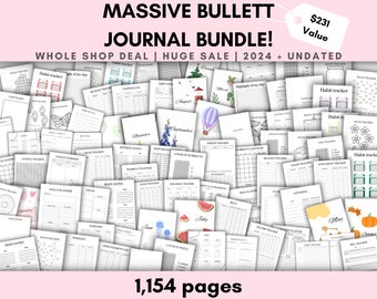 Bundle Bullett Journal avancé imprimable|Traqueurs d'humeur|Traqueurs d'habitudes|Durable|Traqueurs imprimables|pdf|Agenda numérique|Année complète