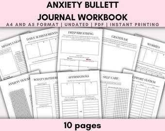 Paquete de diario de ansiedad/TDAH/Bujo/Pdf/Planificadores básicos/Imprimible/Digital/Esa chica/Organizado/Rastreadores de objetivos/Sin fecha/Páginas/Bullett Journal