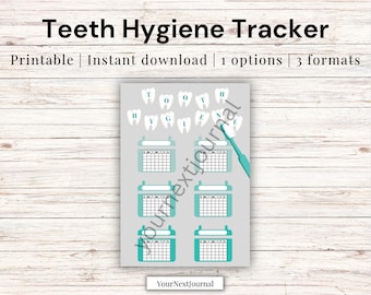 Suivi de l'hygiène des dents|Brosse à dents|Hygiène buccale|Auto-soins|Imprimable|Numérique|Pages mensuelles|Suivi des habitudes|Encarts de journal|vournextjournal