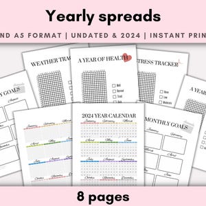 2024 digital planner | Yearly planner | bullett journal | printable | pdf | peaceful | colourful | organised | organise | tracker