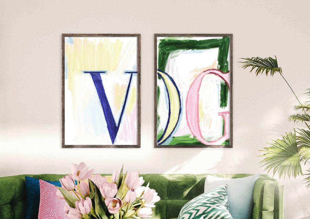 Wall Art Set of 2, Vogue Wall Art, Vogue Magazine, Digital Download