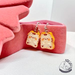 Bread Cat Clip-On Earrings – Cute Kitty Bread Design