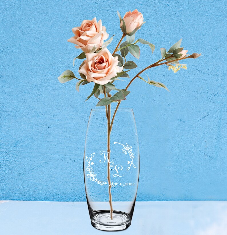 Custom Glass Vases for Couples, Clear Glass Vase, Personalized Glass