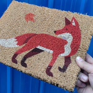 Welcome Fox Coir Mat, Entryway Cute Fox Doormat, Coir Front Door Welcome Mat,  Funny Fox Doormat