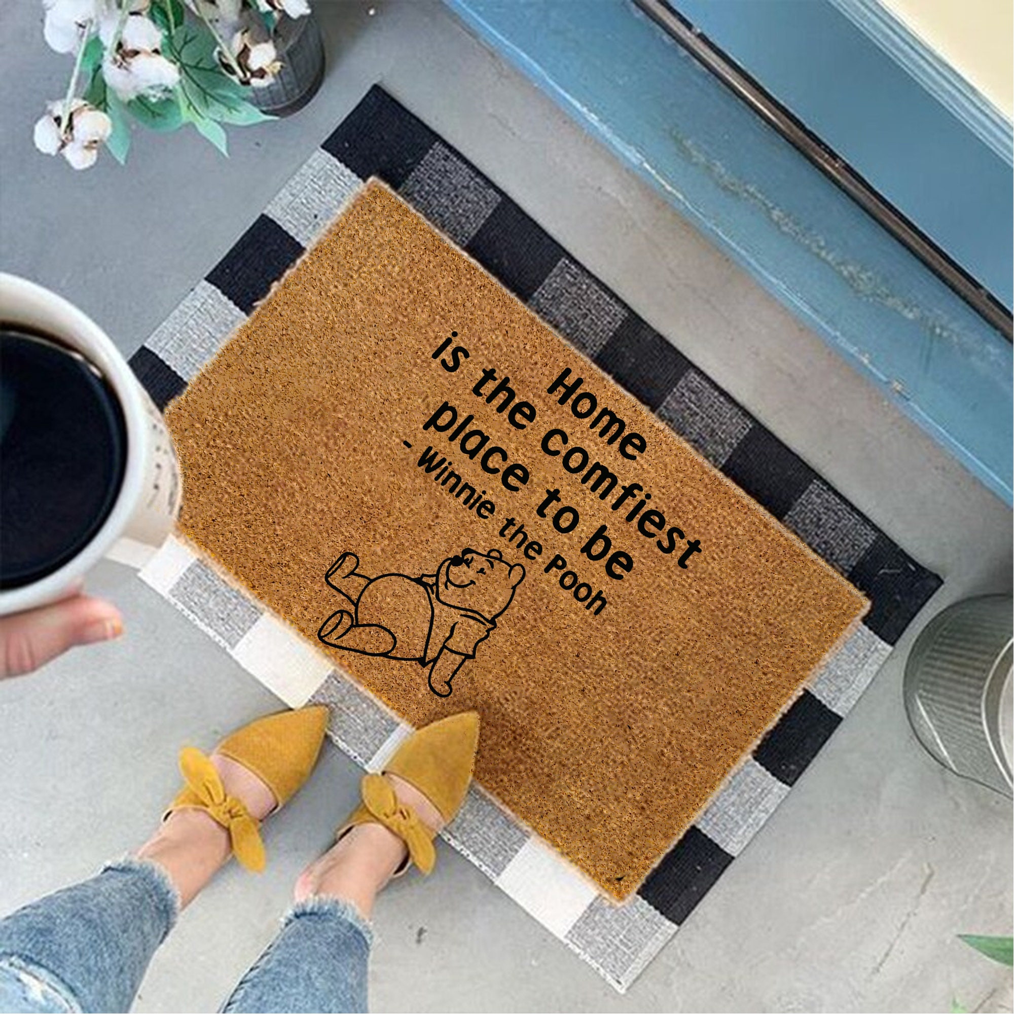 Winnie Bear Mat, Sweet Home Coir Doormat, Quote Doormat, Coir Front