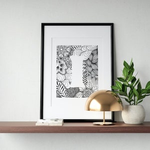 Initial I Wall Art, Letter I Poster, Printable Letter Wall Art, Baby Initial Print, Monogram Art Print, Initial Print Personalized