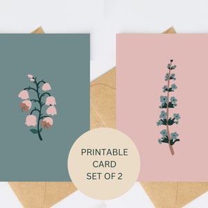 FLOWER Pocztówki, Szablon Pocztówki, Projekt FLORALS, Karty Do Pobrania, Zestaw 2, Minimalistyczne Projekty Kartek Bożonarodzeniowych