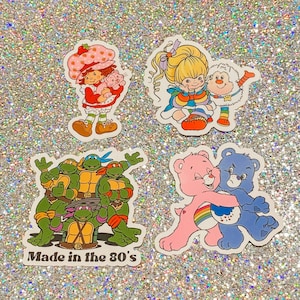 80s nostalgic retro stickers Rainbow Brite Turtles Strawberry Shortcake Care Bear Permanent Decal