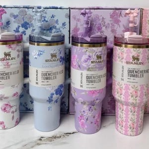 Love Shack Fancy 40 oz Tumbler with Handle – Floral Stainless Steel Quencher Cup | Coquette Aesthetic Gift Box | Jardin Lover PREORDER Cup