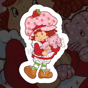 80s vintage inspired Strawberry girl sticker retro Permanent Decal