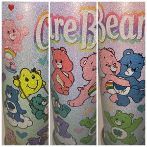 80s Bears GLITTER Nostalgic Care retrò 20 oz tumbler ispirato agli anni '80 per bevande CALDE o FREDDE Borraccia