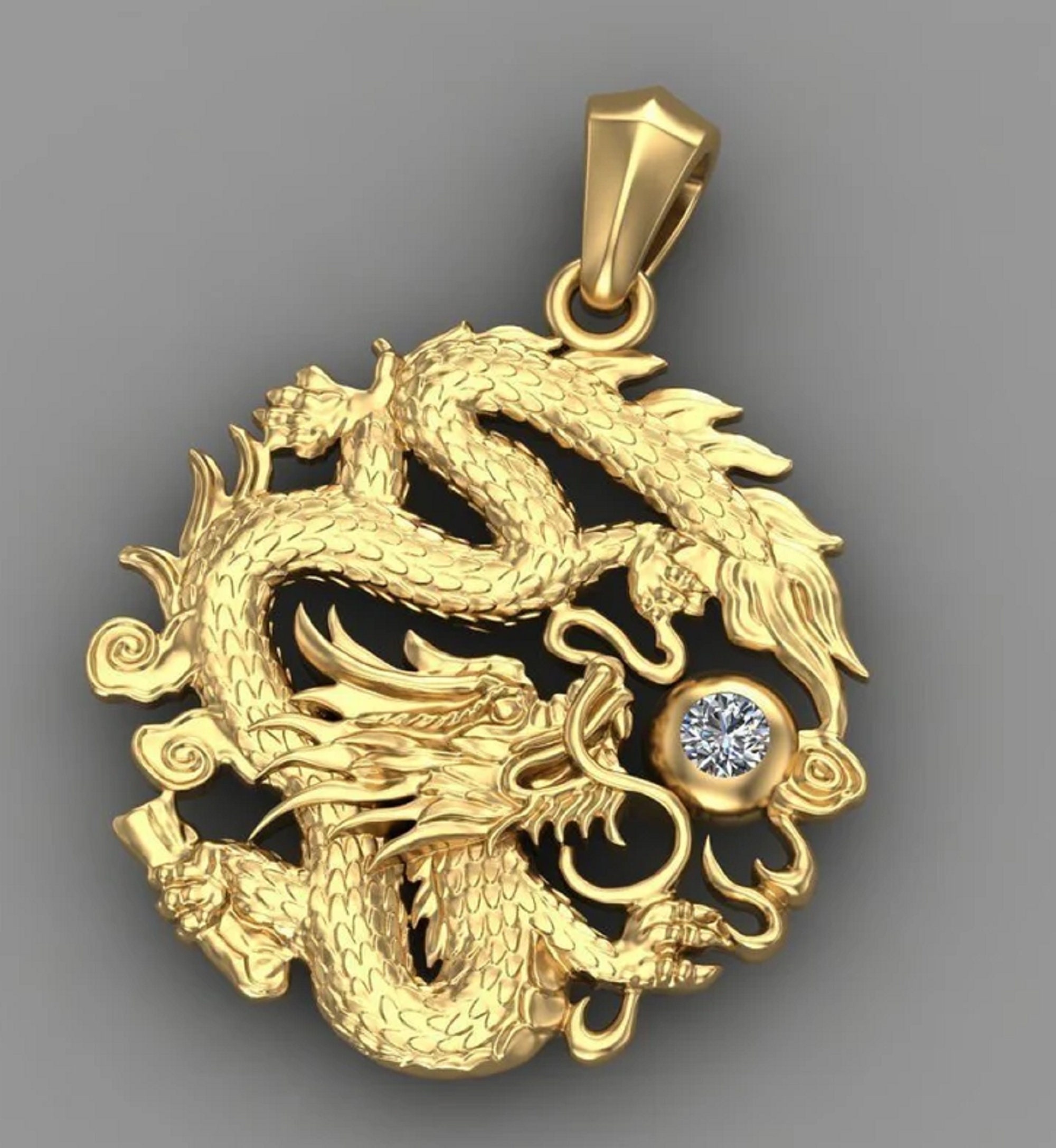Dragon Charms for Necklace, 18K Gold Filled Charm Pendant With CZ,  Rectangular Dragon Charms for Jewelry Making, One Piece CR0004 