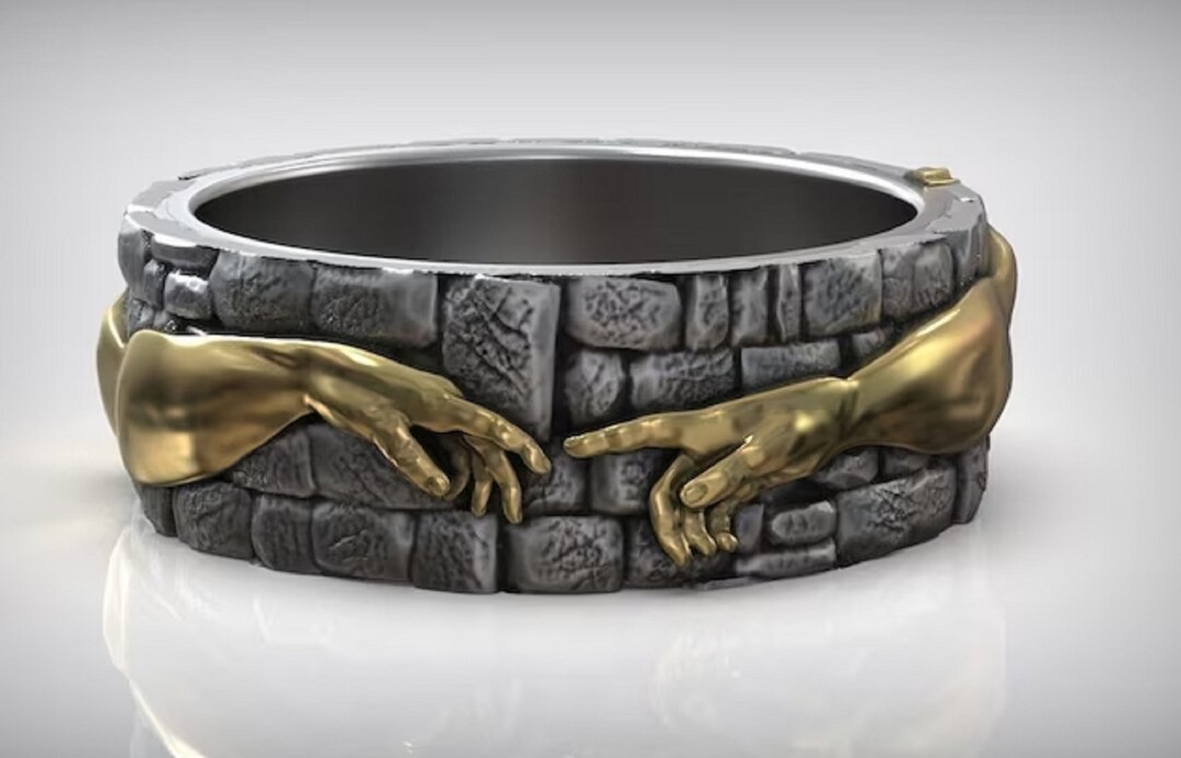 Hand of God Ring Creation of Adam Ring Creation of Adam Etsy