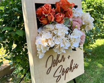 Custom Flower Box Welcome Sign, Wedding Floral Boxes, Bridal Shower Decor, Party Sign, Graduation Gift, Christmas Party Decor, Wedding Gift