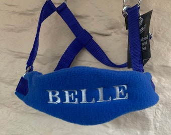 Personalised comfort head collar and lead rope. Pony, Cob, Full. Navy, royal blue, red or black