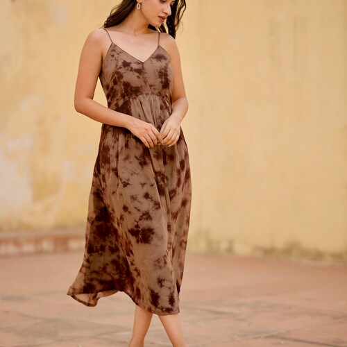 brown marble dress Iza Mini Dress in Satin Marble Cocoa