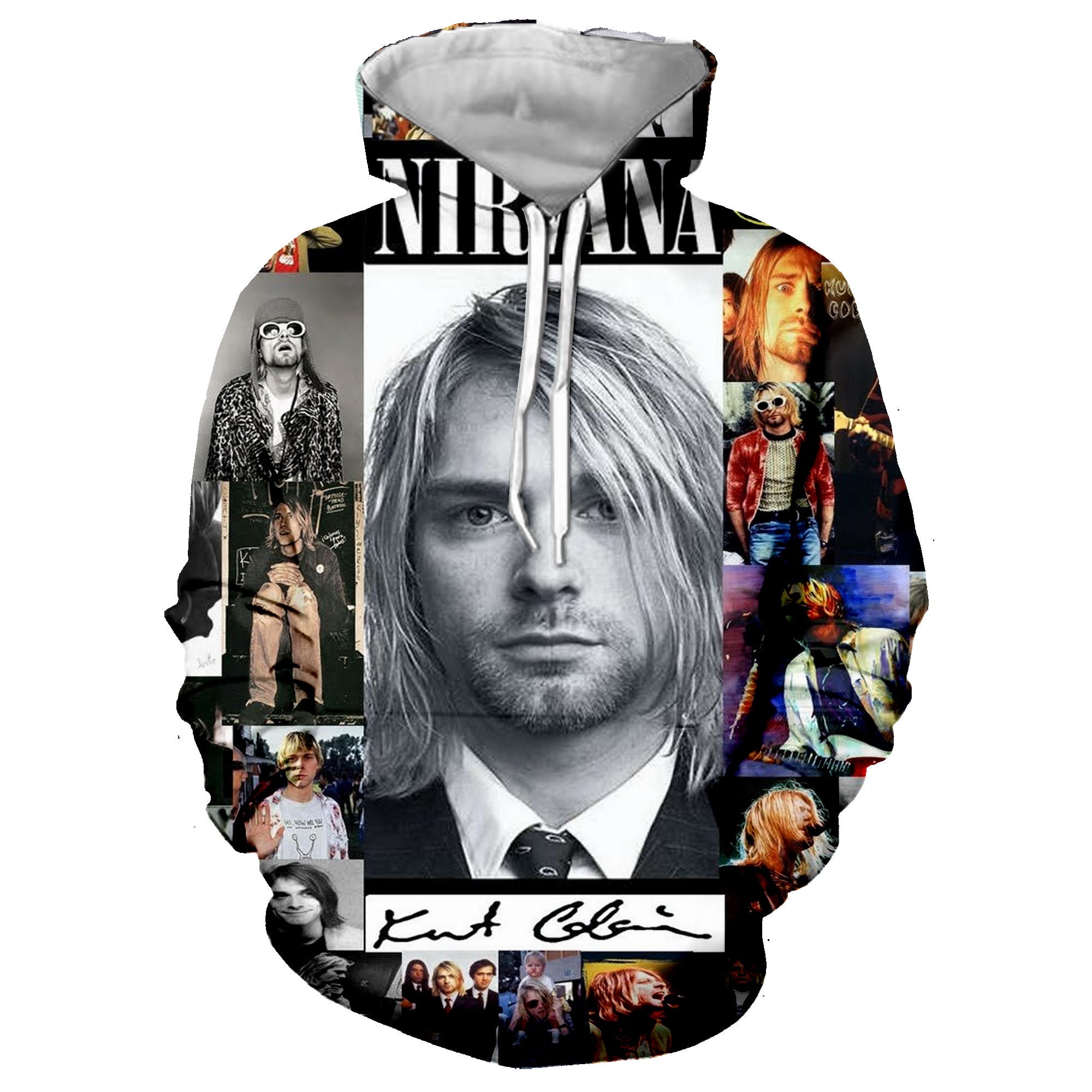 thumbnail image 2 of Nirvana Kurt Cobain Smiley Face Logo Pullover Sweatshirt | Unisex Heather Grey | 50/50 Cotton/Poly | S-2XL 2 of 2