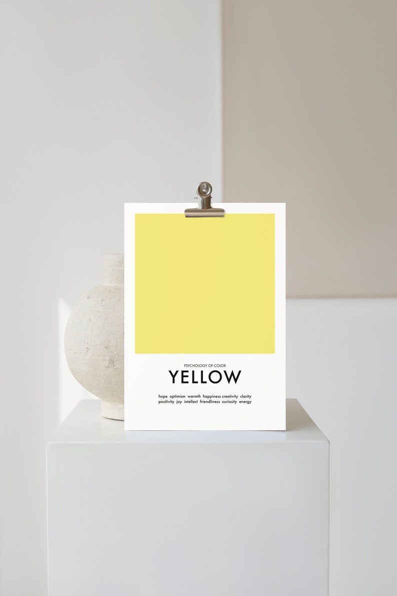 Yellow Color Psychology Art Print | Mid Century Modern (digital ...