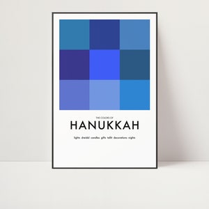 Kunstdruck | Hanukkah Art | Urlaubskunst | Grafik design | Designer | Lehrposter | Minimalistisches Design | Mid Century | Blaue Kunst
