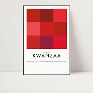 Kunstdruck | Kwanzaa Art | Urlaubskunst | Grafik design | Designer | Lehrposter | Minimalistisches Design | Mid Century | Rote Kunst