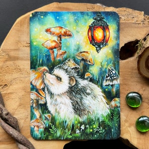 Carte postale de vœux "Magie de la forêt avec hérissons" impression d'art