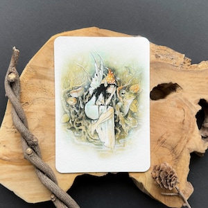 Tarjeta de arte hecha a mano - Tarjeta de felicitación de fantasía "Elfo"